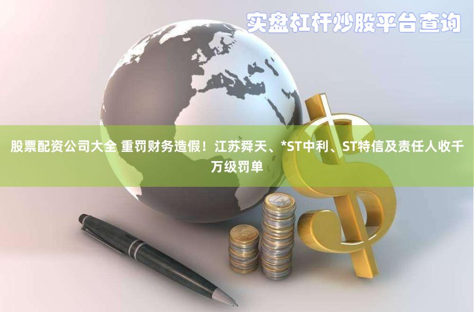 股票配资公司大全 重罚财务造假！江苏舜天、*ST中利、ST特信及责任人收千万级罚单